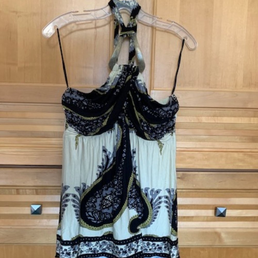 Boston Proper – PRINTED RING HALTER TANK TOP, SIZE L